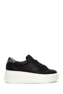 Women's Black Leather Thick Soled Sneaker | Derimod