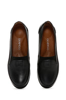 Women's Black Leather Comfort Loafer | Derimod