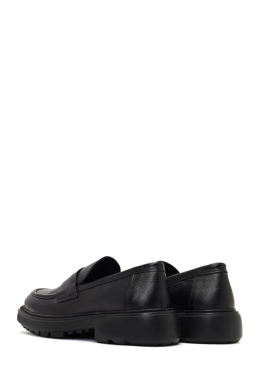 Men's Black Thick-Soled Leather Loafer