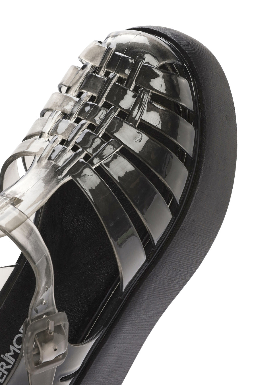 Women's Black Ankle Buckle Thick Soled Jelly Sandals