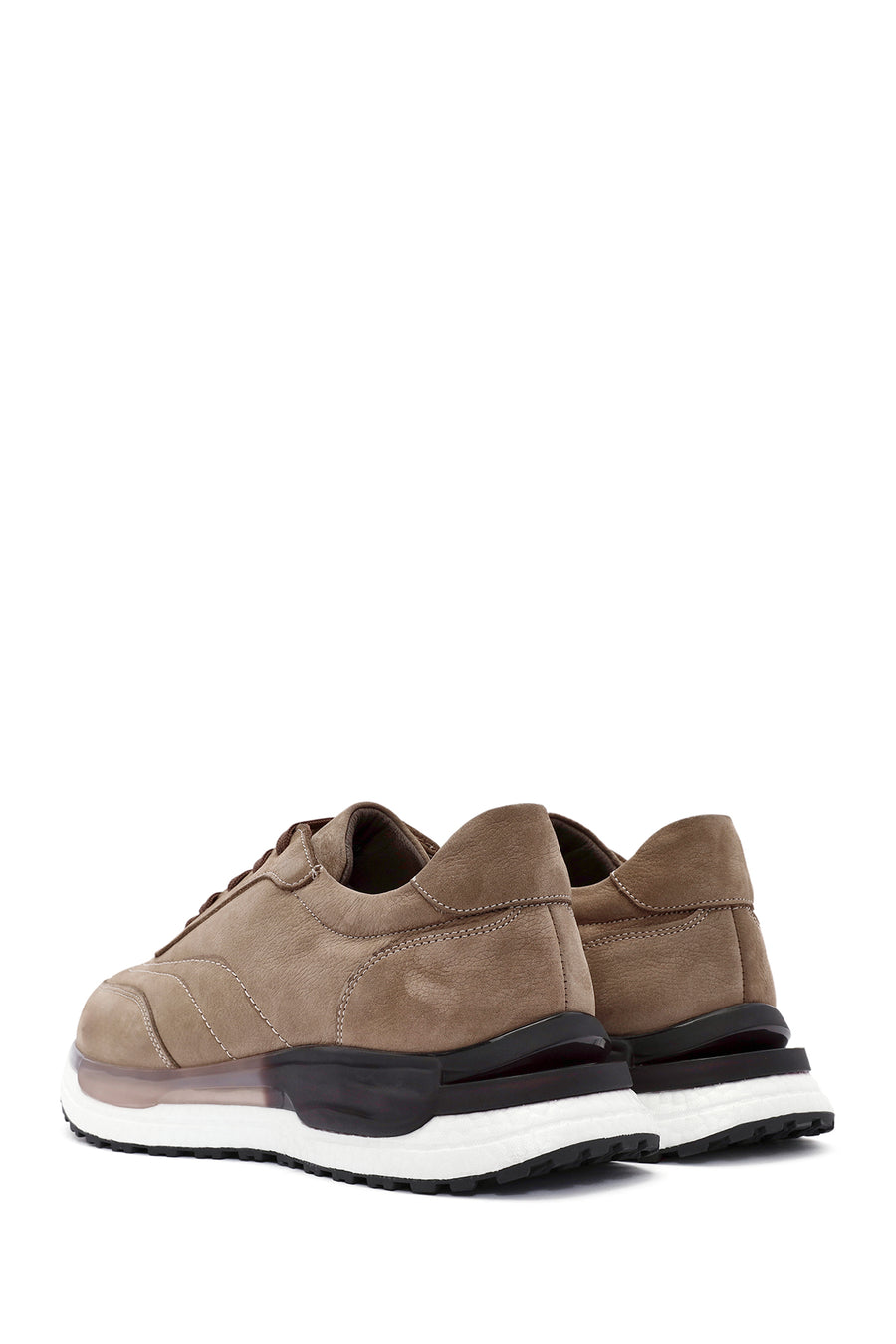Erkek Bej Bağcıklı Nubuk Deri Sneaker
