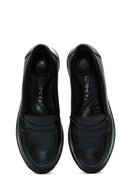 Women's Black Leather Comfort Loafer | Derimod