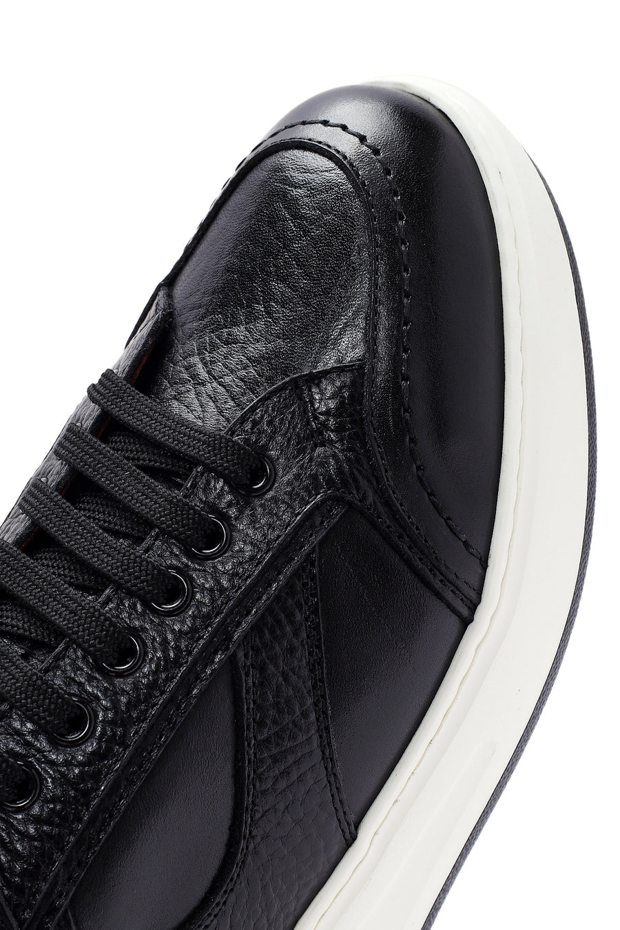 Men's Black Lace-up Leather Sneaker