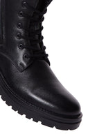 Men's Black Leather Zippered Casual Boots | Derimod