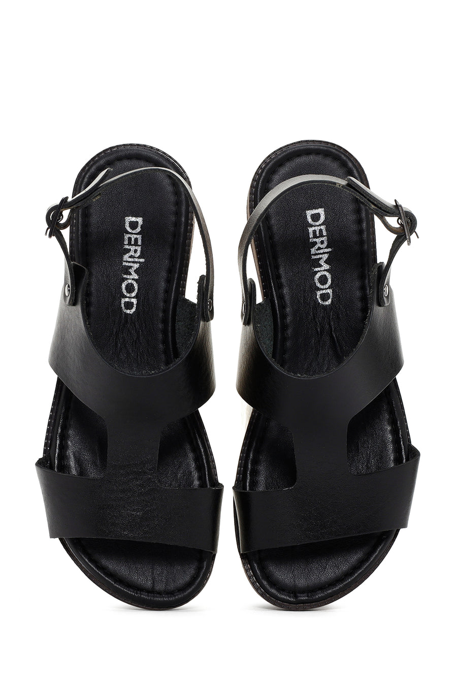 Women's Black Ankle Strap Leather Bodrum Sandals