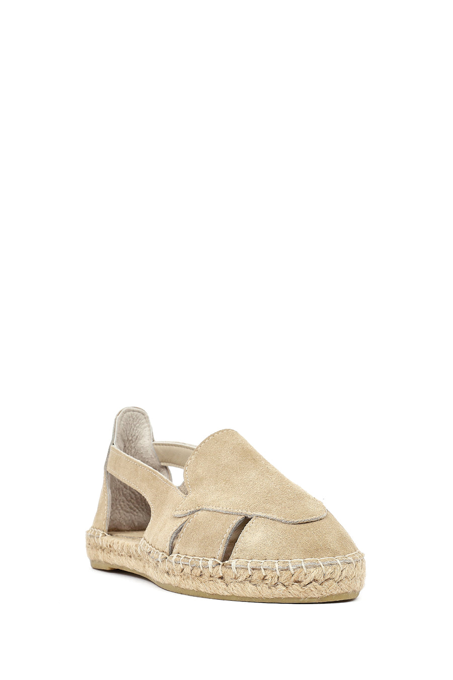 Woman Beige Suede Leather Espadrille Sandals