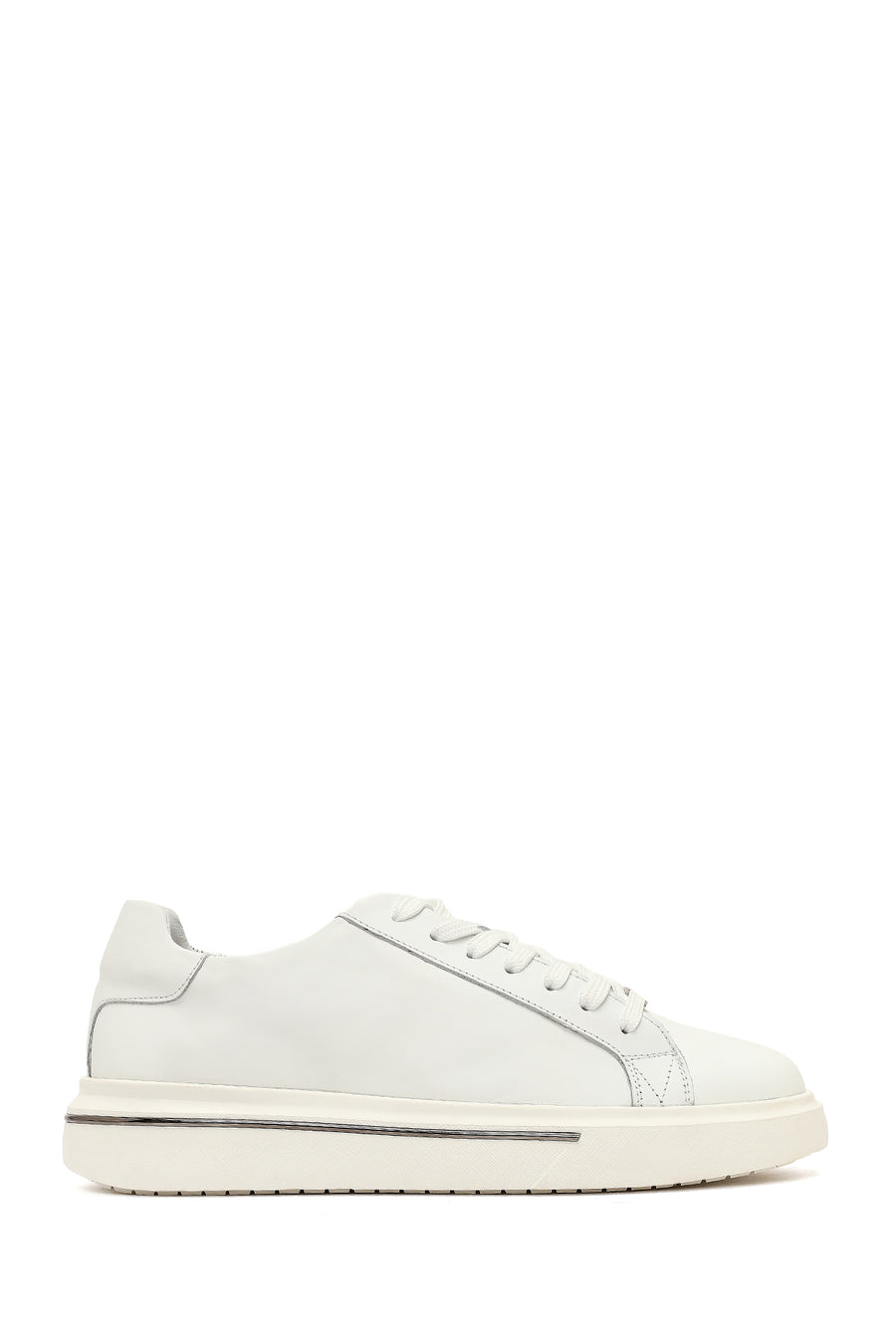 Erkek Beyaz Bağcıklı Kalın Tabanlı Deri Sneaker 25WFD612518 | Derimod