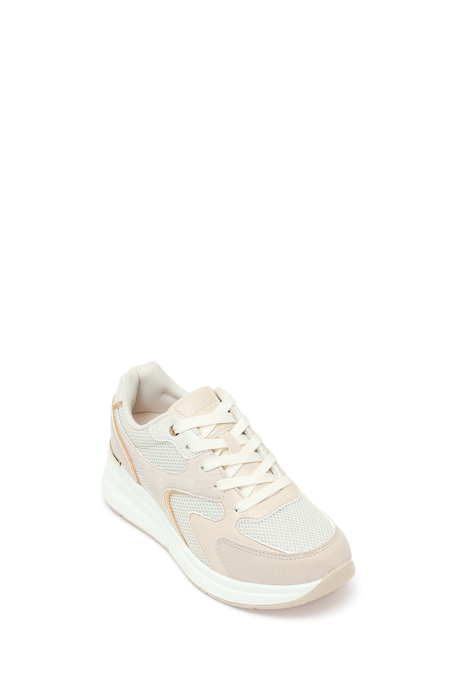 Kadın Bej Bağcıklı Dolgu Topuklu Sneaker