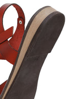 Women's Red Ankle Strap Leather Bodrum Sandals | Derimod