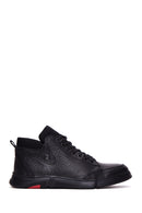 Men's Black Leather Casual Zipper Boots | Derimod