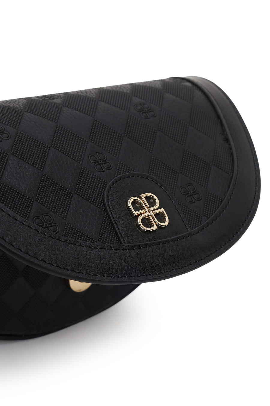 Woman Black Long-Strap Printed Mini Crossbody Bag
