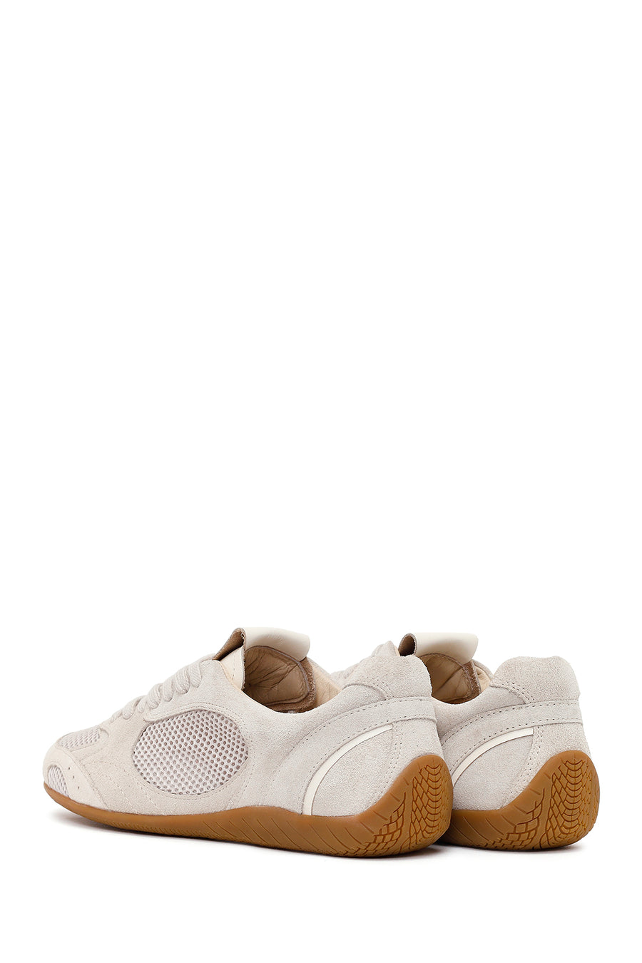 Kadın Bej Bağcıklı Süet Deri Sneaker
