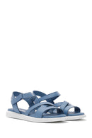 Women's Blue Ankle Strap Leather Comfort Sandals | Derimod