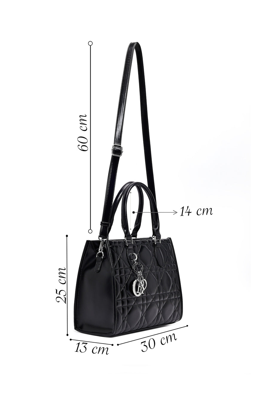 Woman Black Long-Strap Quilted Classic Shoulder Bag