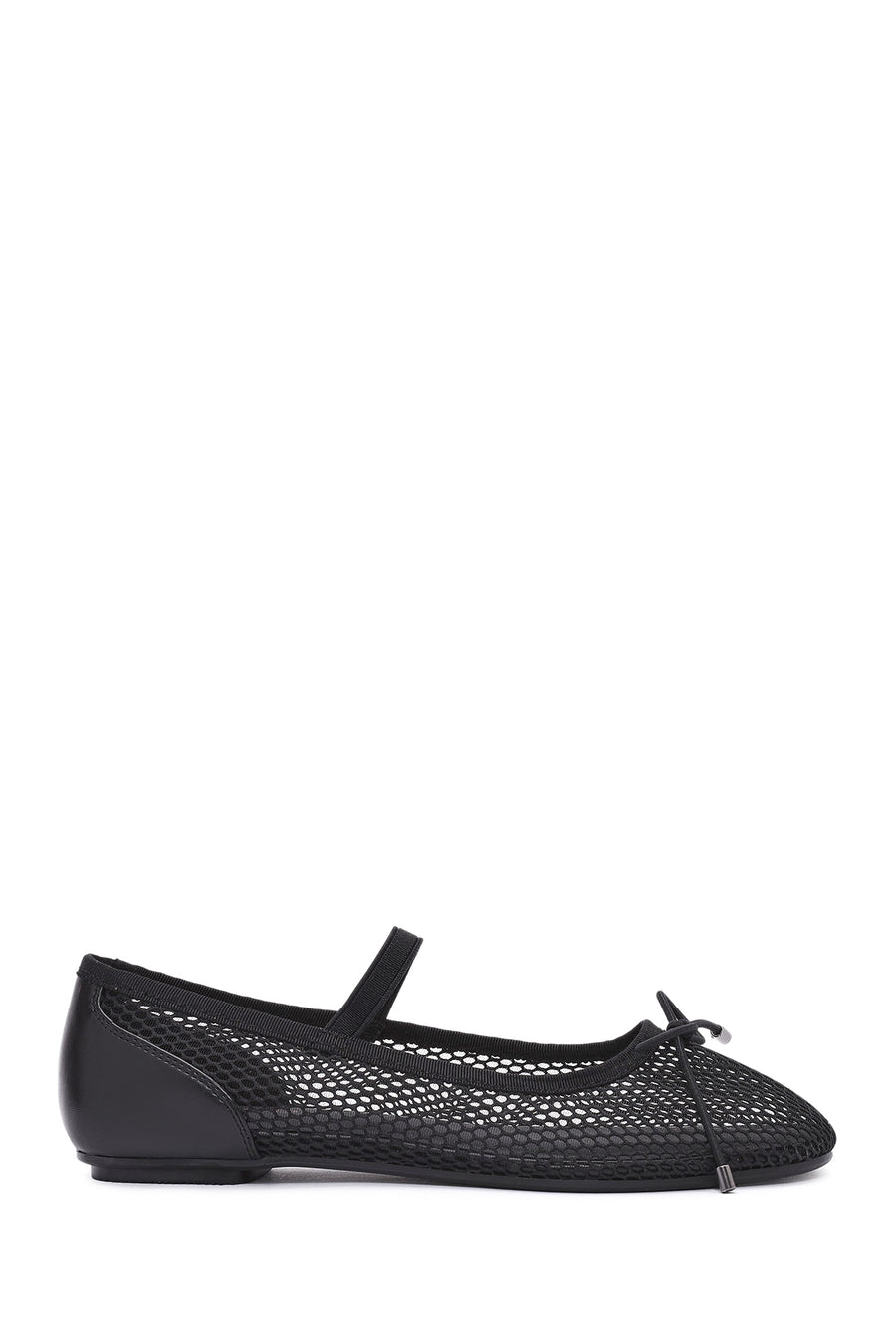 Women's Black Fabric Fishnet Ballerinas 25SFE40226F | Derimod