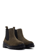 Men's Khaki Casual Chelsea Suede Leather Boots | Derimod