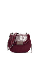 Woman Burgundy Chain Strap Printed Shoulder Bag | Derimod