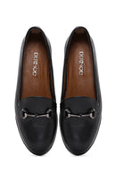 Women's Black Leather Masculine Loafer | Derimod