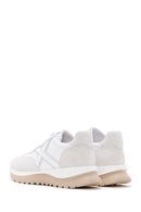 Women's White Suede Detailed Leather Sneaker | Derimod