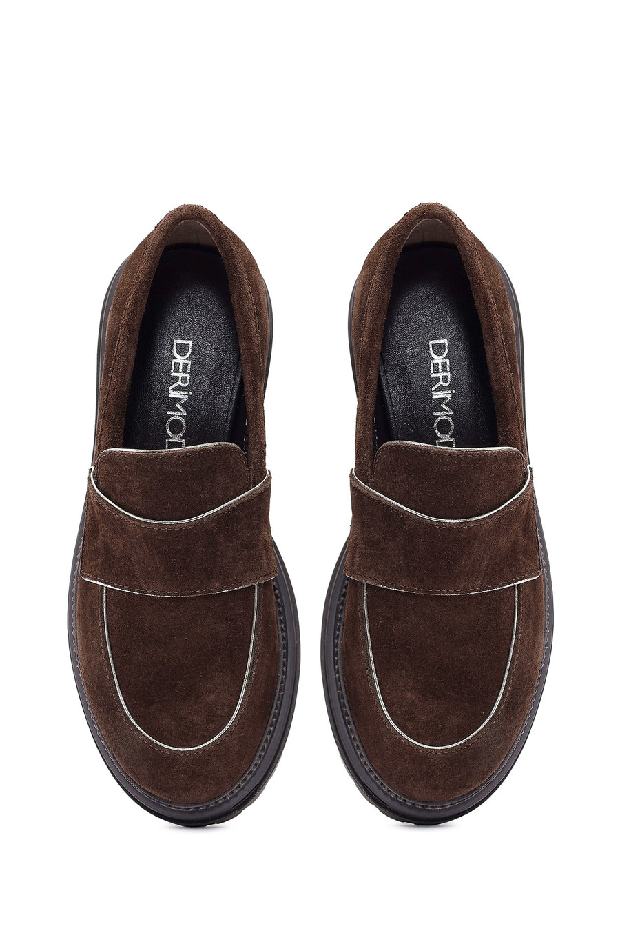 Women's Brown Thick Sole Suede Leather Masculine Loafer