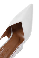 Women's White Leather Thin Heeled Slingback Stiletto | Derimod