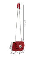 Woman Red Long-Strap Quilted Mini Crossbody Bag | Derimod