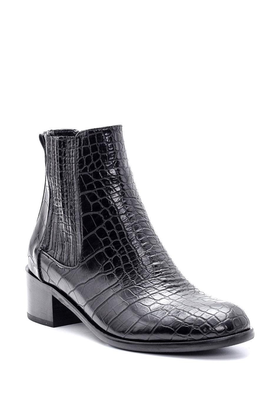 Women's Crocodile Patterned Heeled Boots