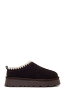 Woman Brown Thick-Soled Suede Teddy Boots | Derimod