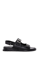 Women's Black Ankle Strap Double Buckle Leather Sandals | Derimod