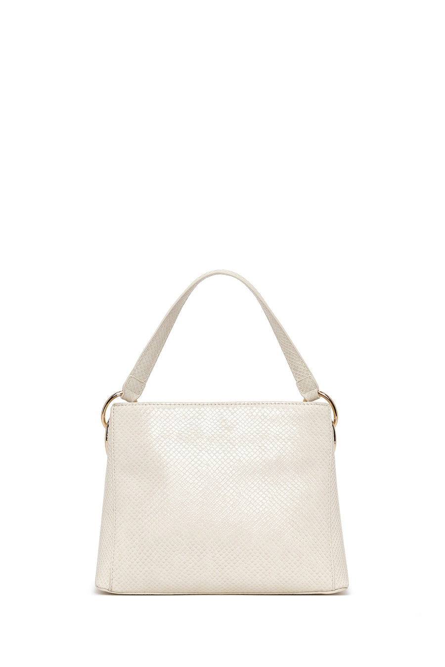 Woman Cream Long Strap Snake Patterned Mini Shoulder Bag