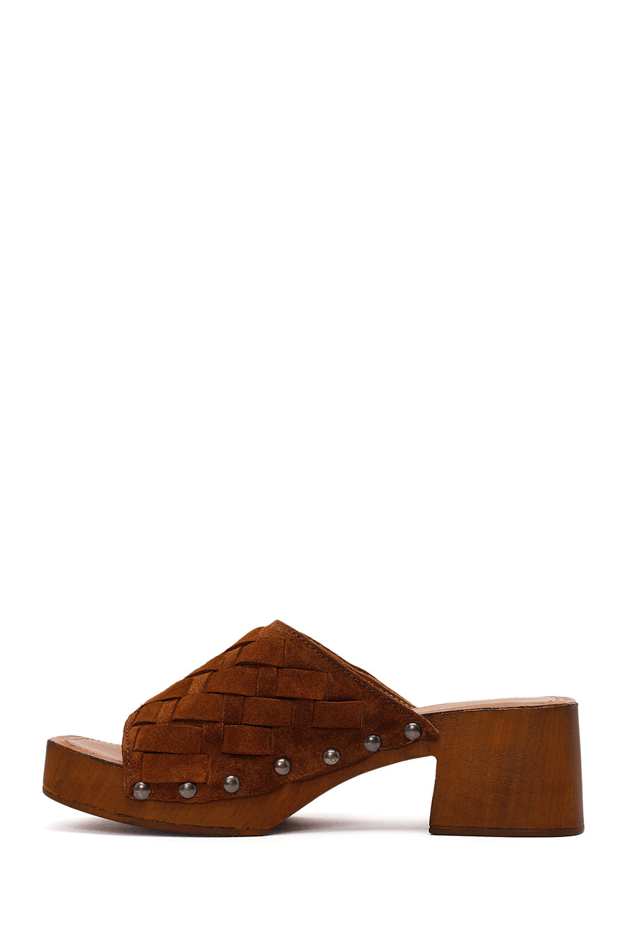 Woman Taba Short Thick-Heeled Suede Slipper