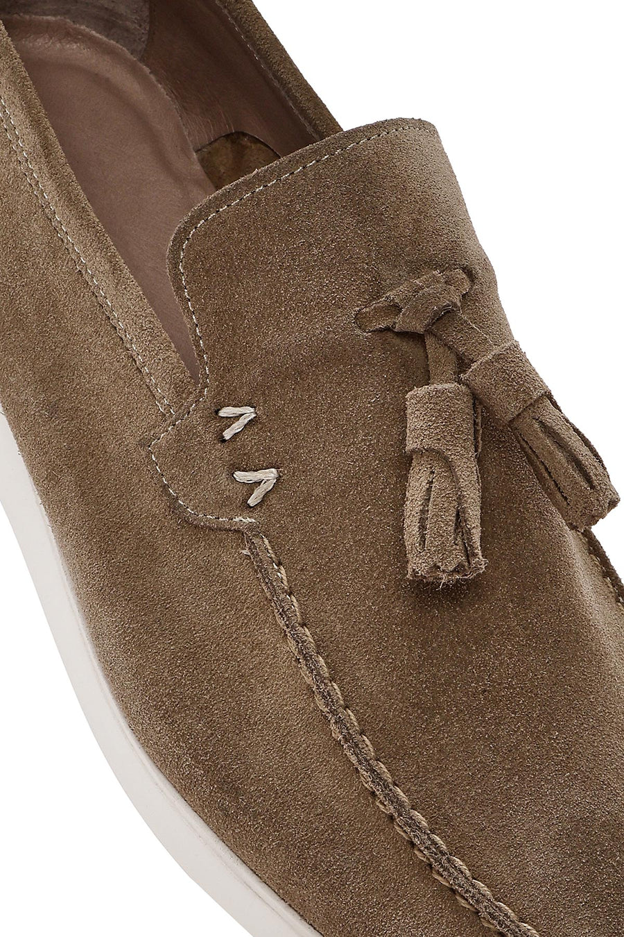 Erkek Bej Püsküllü Süet Deri Casual Loafer
