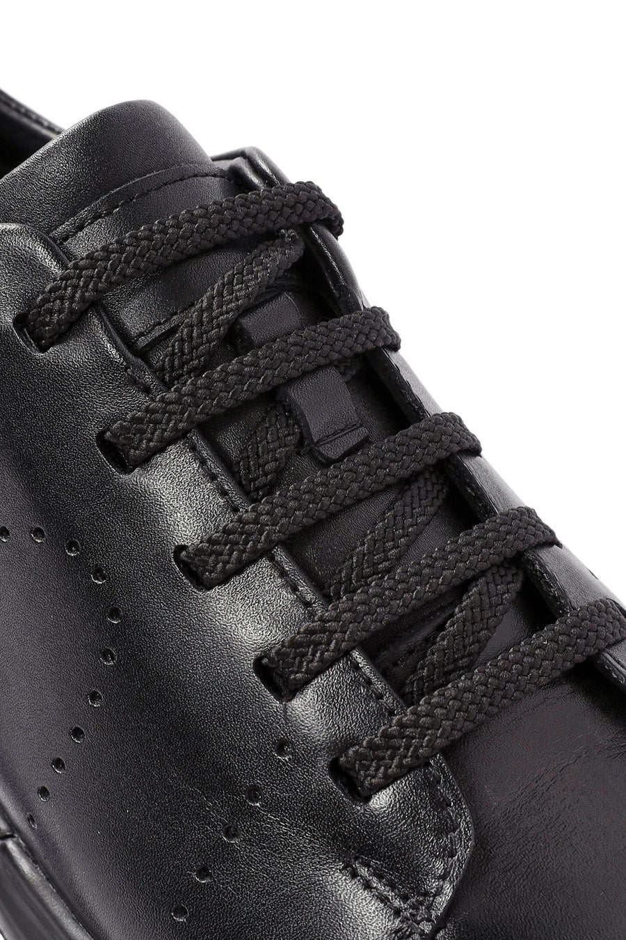 Erkek Siyah Bağcıklı Deri Sneaker