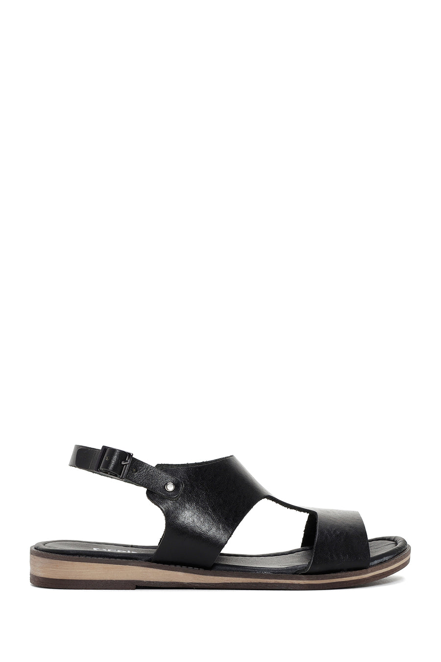 Women's Black Ankle Strap Leather Bodrum Sandals 24SFD333218 | Derimod