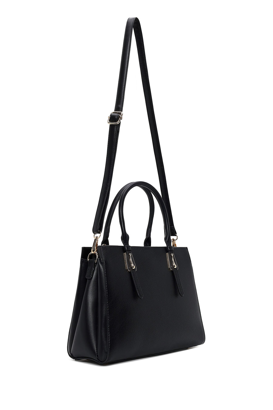 Woman Black Classic Shoulder Bag with Long Strap