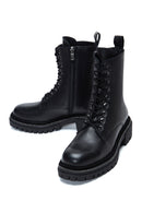 Women's Black Leather Zippered Boots | Derimod