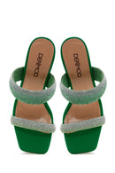 Women's Green Stone Heeled Slippers | Derimod