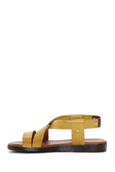 Women's Yellow Leather Bodrum Sandals | Derimod