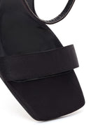 Women's Black Ankle Buckle High Platform Satin Sandals | Derimod
