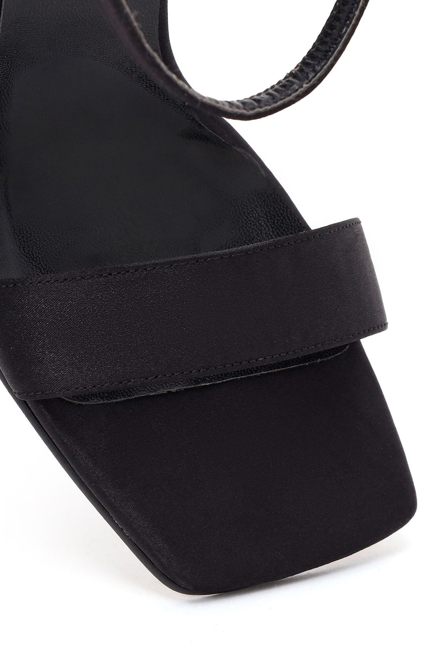 Women's Black Ankle Buckle High Platform Satin Sandals