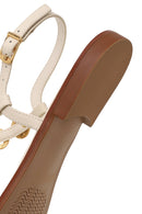 Women's White Ankle Buckle Flip-Flop Leather Sandals | Derimod