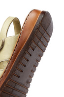 Women's Green Leather Comfort Sandals | Derimod