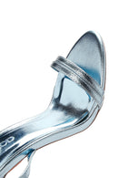 Women's Blue Metallic Thin Heel Sandals | Derimod