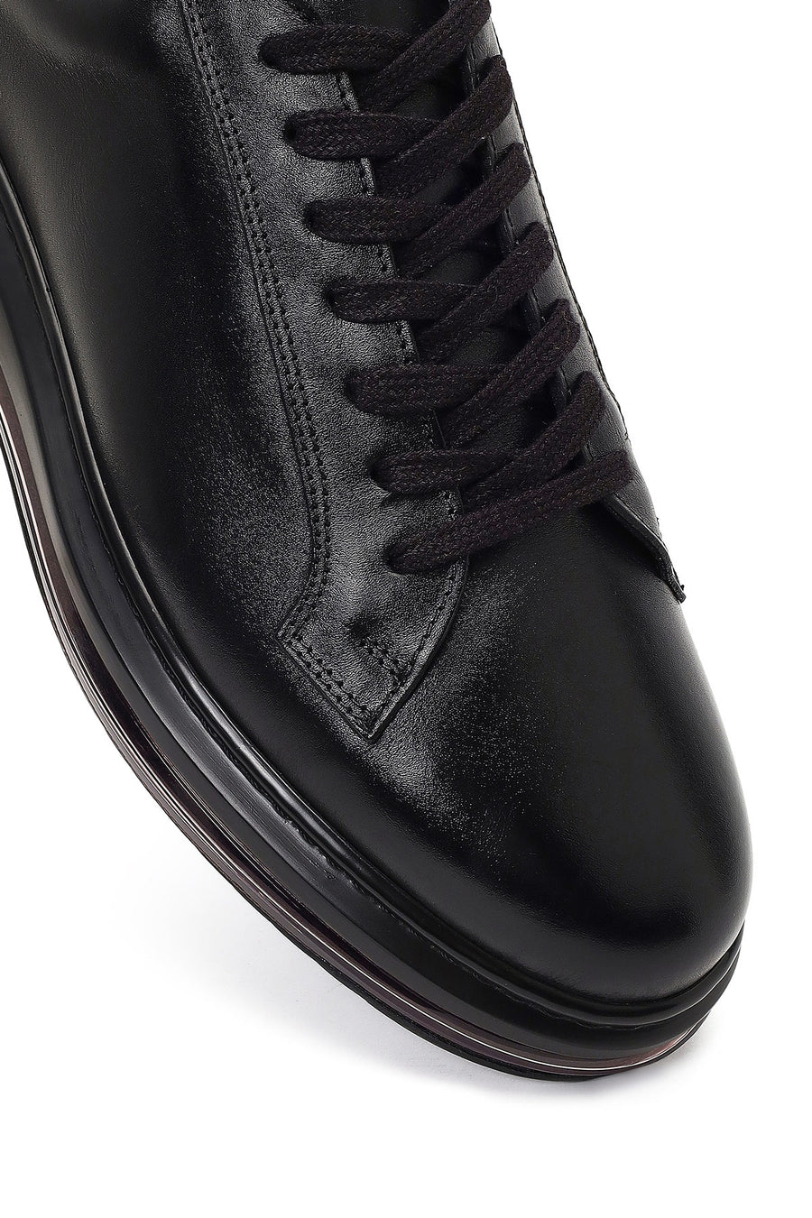 Male Black Lace-Up Leather Sneaker