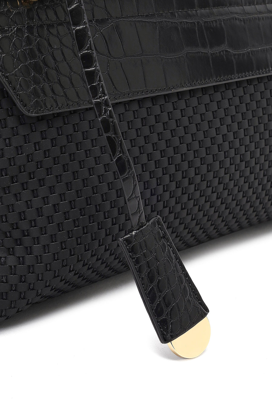Women's Black Long Strapped Patterned Shoulder Bag
