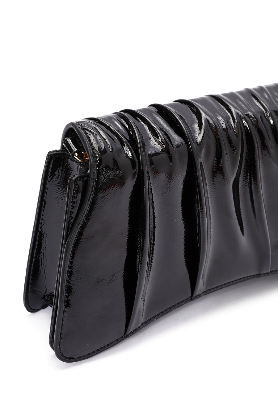Women's Black Chain Strap Patent Leather Shoulder Bag