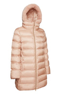 Geox Women's Pink Desya Double Collar Hooded Fur Coat | Derimod