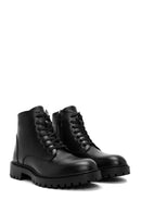 Men's Black Zippered Leather Casual Boots | Derimod