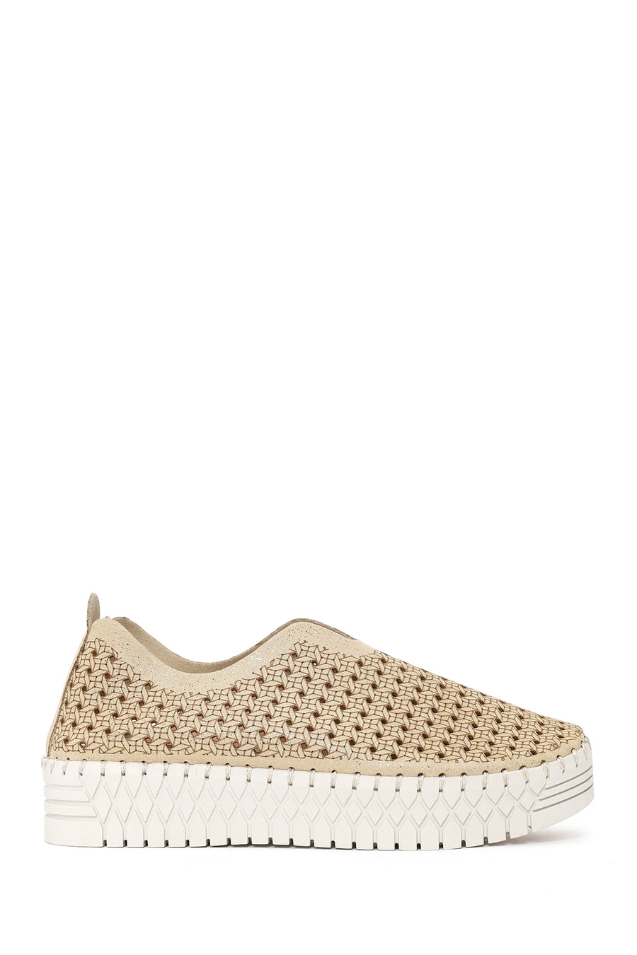 Woman Gold Lace-Up Chunky Sole Glitter Fabric Casual Shoes 26PFE4013SM | Derimod