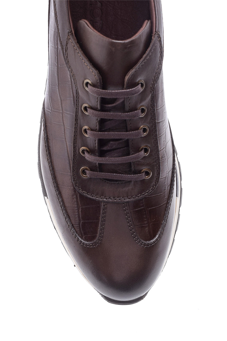 Erkek Kroko Detaylı Deri Sneaker